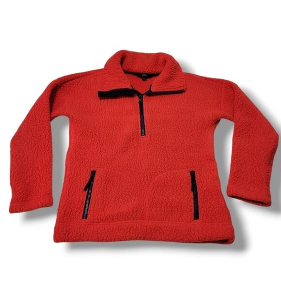 J. Crew Tops - J.Crew Sweater Size XXS J. Crew Sherpa Fleece Sweater Teddy Pullover Sweater Red